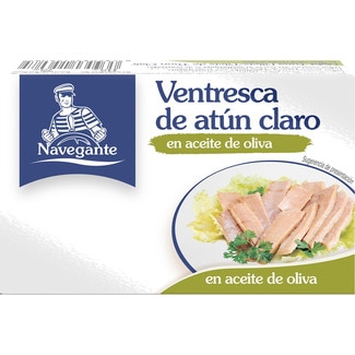 ventresca de atún claro en aceite de oliva lata 81 g neto escurrido - Navegante
