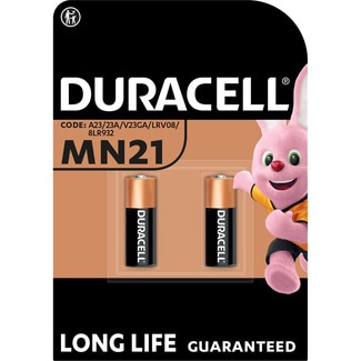 pilas especiales alcalinas MN21 de 12V, pila 23A / A23 / V23GA / LRV08 / 8ÑR932 blister 2 unidades - Duracell