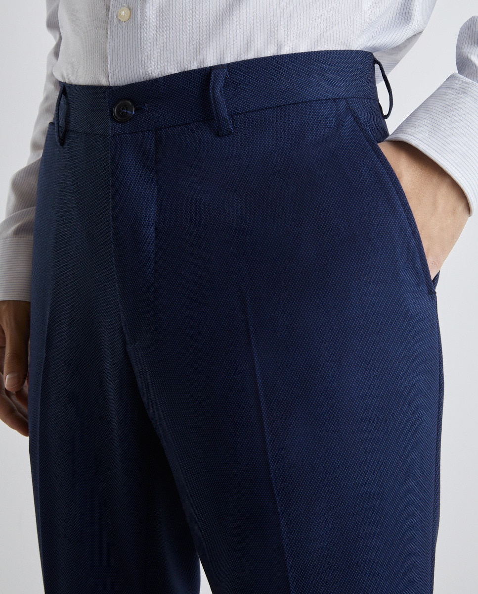 Calças com Estrutura Azul-marinho-8