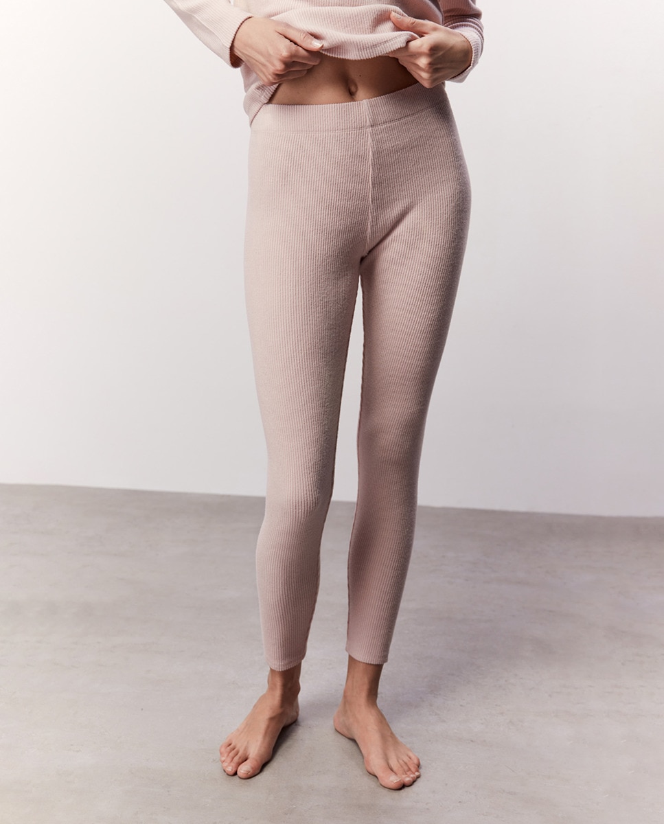 Leggings Caneladas Grossas Rosa-2