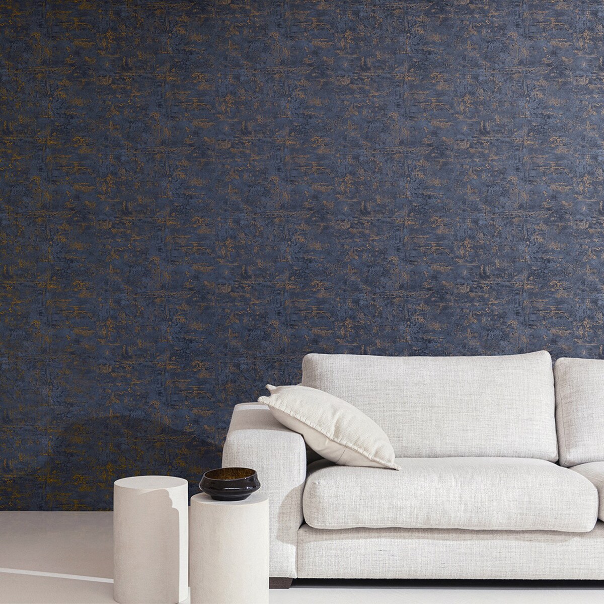 Papel Despegable Lavable Papel Pintado No Tejido Azul Beige Con