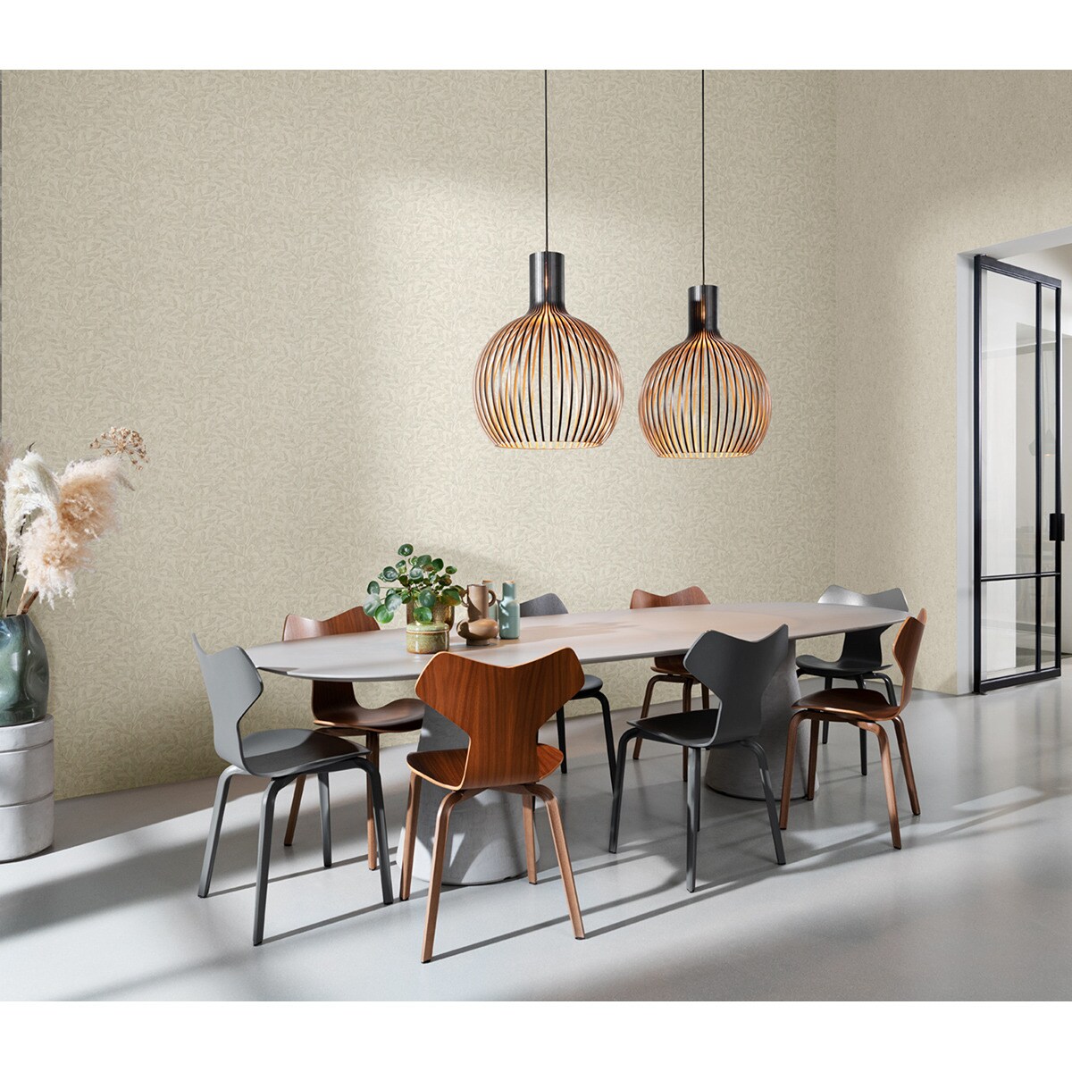 Papel de Parede TNT Folhas Chicago Branco-2