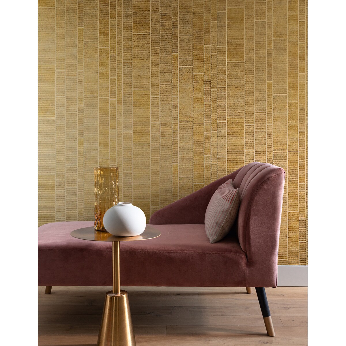 Papel de Parede TNT às Riscas e Retângulos Chicago Dourado-2