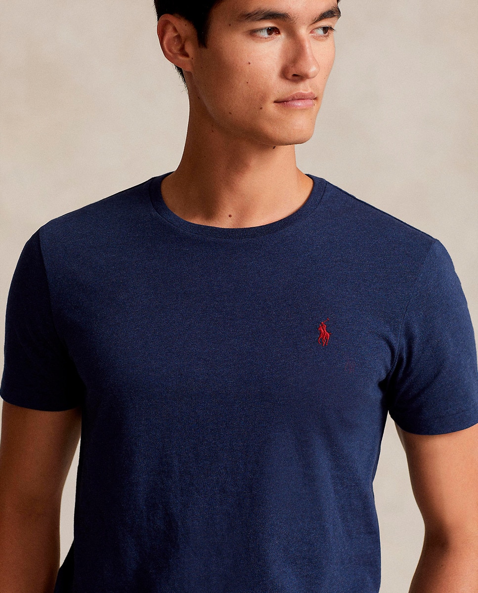 T-shirt com Logótipo Bordado e em Algodão Azul-marinho-4