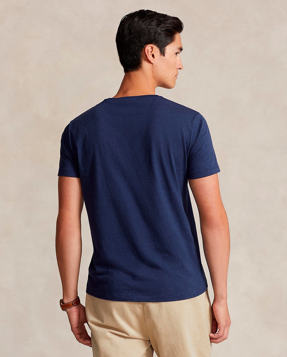 T-shirt com Logótipo Bordado e em Algodão Azul-marinho-3