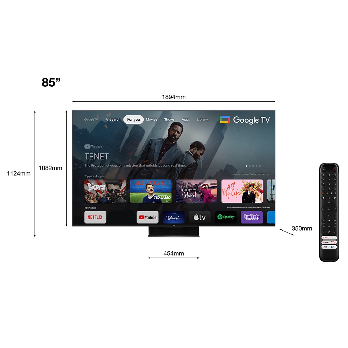 TV QD Mini LED 251 cm (85") TCL 85C845, 4K Ultra HD, Smart Google TV Dolby Vision y Atmos, sistema de sonido Onkyo 2.1, Motion Clarity Pro de 144 Hz Titanio-2