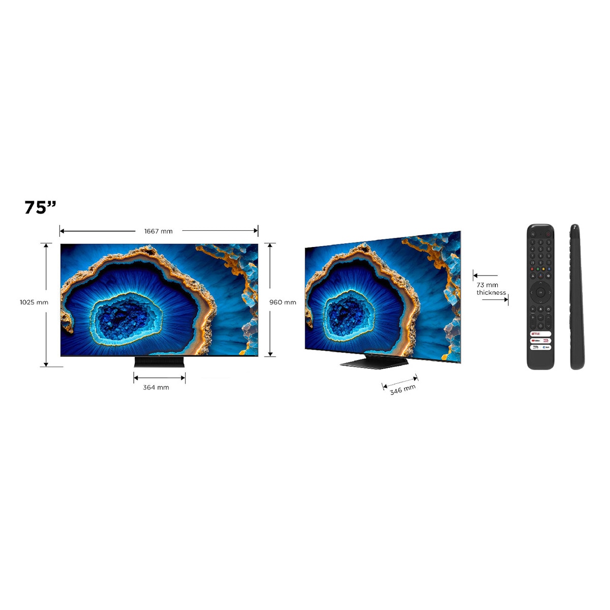 TV QD Mini LED 189 cm (75") TCL 75C805, 4K UHD 1300 nits, Smart Google TV Dolby Vision y Atmos, sonido Onkyo 2.1, Motion Clarity Pro de 144 Hz Titanio-2