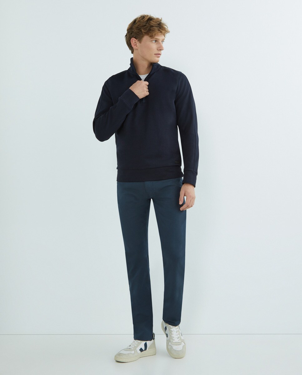 Sweatshirt com Fecho de Correr Performance Azul-marinho-3