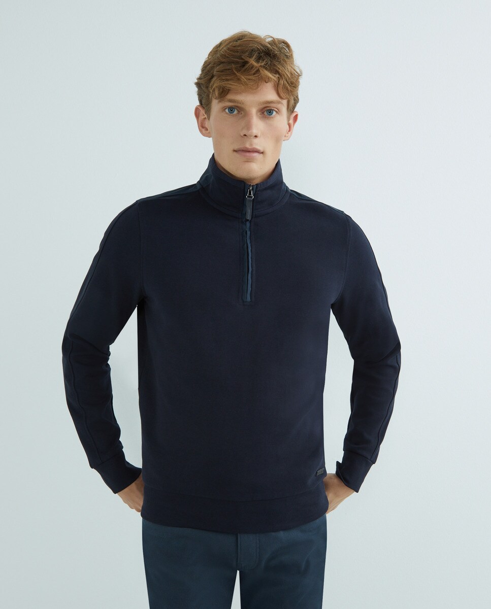 Sweatshirt com Fecho de Correr Performance Azul-marinho-1