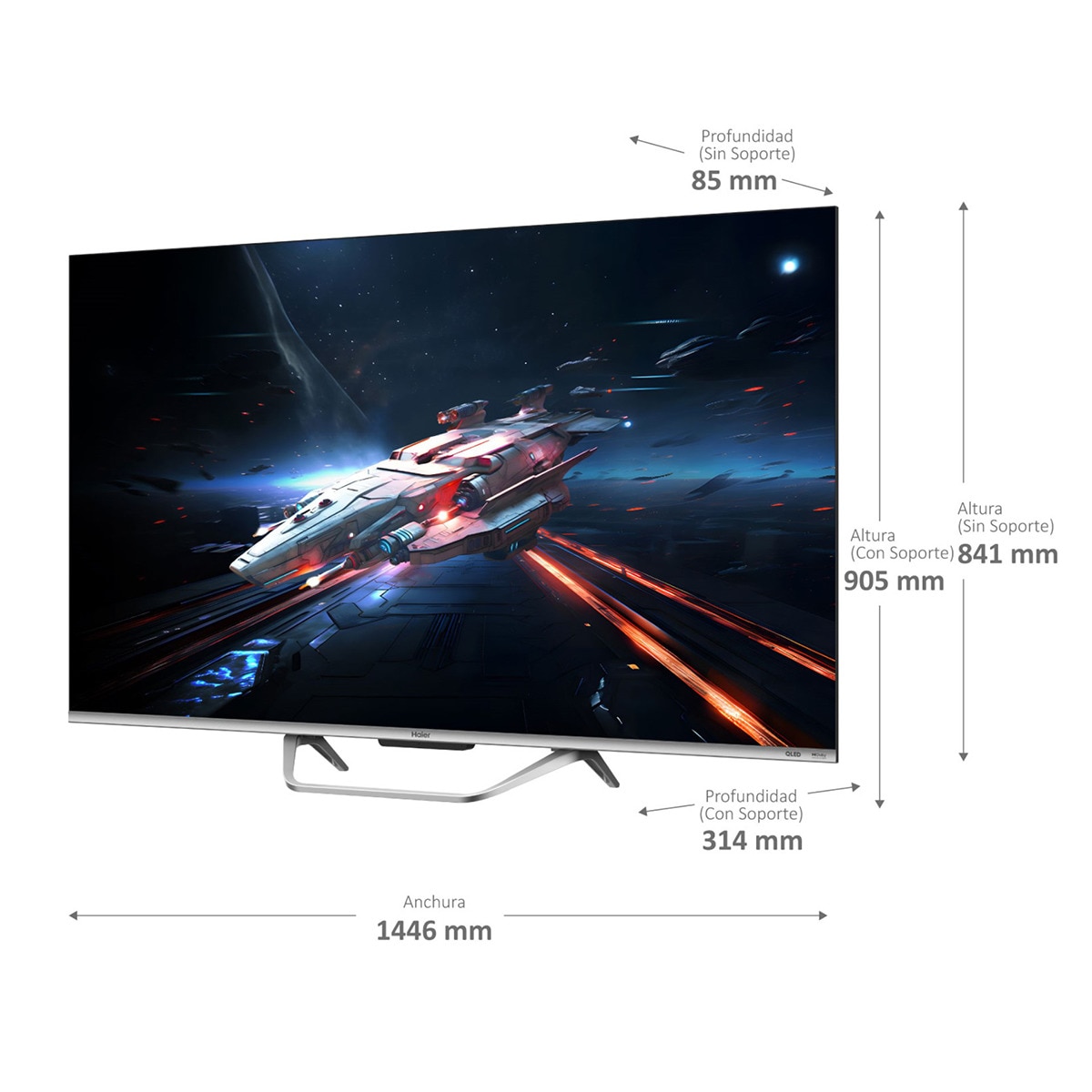 TV QLED 165 cm (65") Haier H65Q800UX Q8 Series, 4K UHD, Smart TV Google TV, Dolby Atmos Plata-4