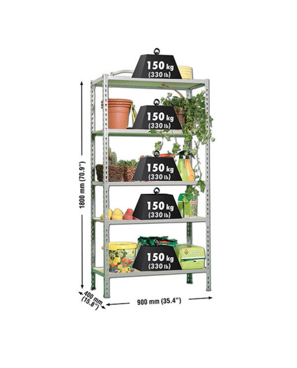 Estantería metálica  MADERCLICK 5 Estantes Gris / Madera-3