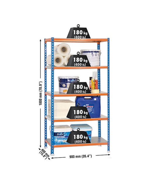 Estantería metálica  SIMONCLICK 5 Estantes Azul / Naranja / Galvanizado-2