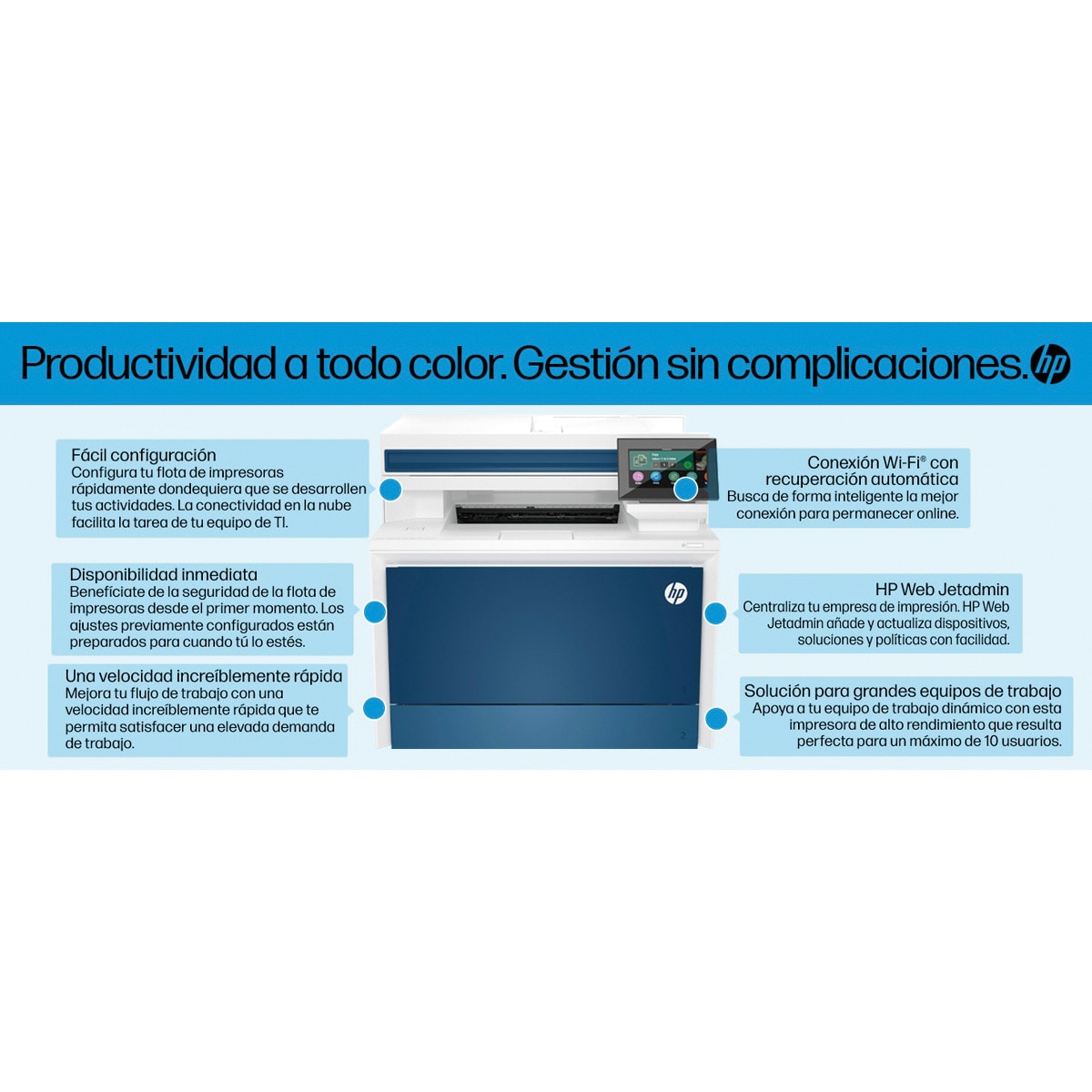 Impresora Multifunción HP color LaserJet Pro 4302dw Wi-Fi Blanco / Azul-6