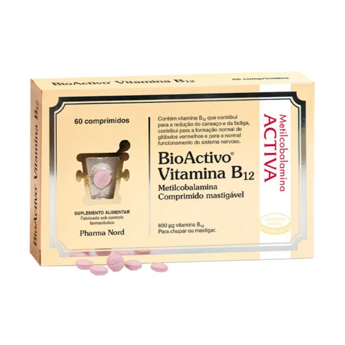 Suplemento Alimentar BioActivo Vitamina B12 - 60 Comp. Mastigavéis 1