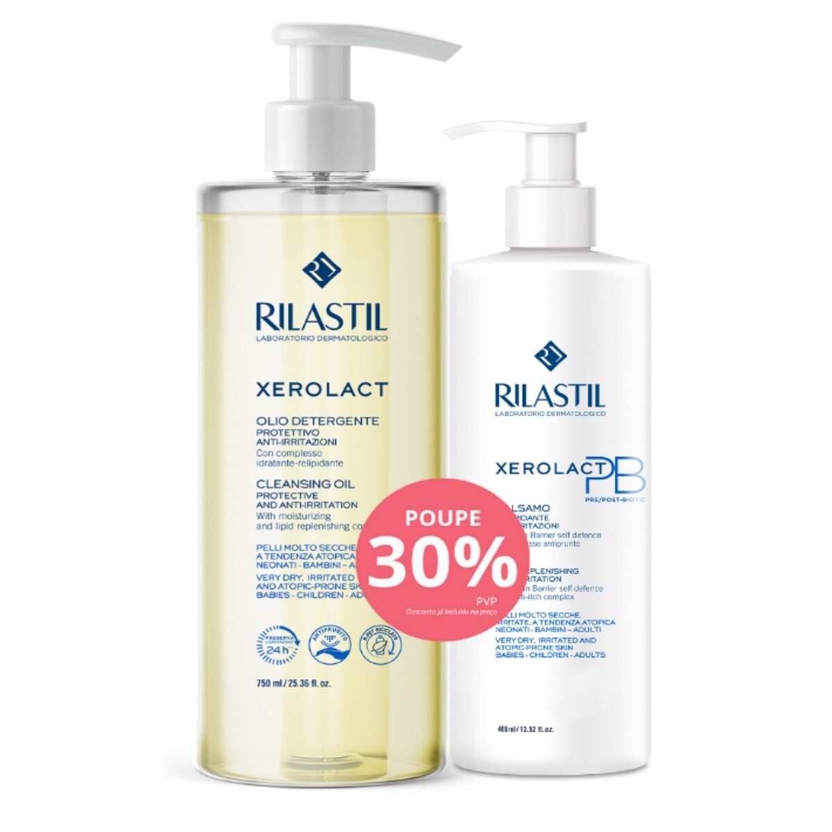 Kit Xerolact Bálsamo PB + Óleo Lavante 1