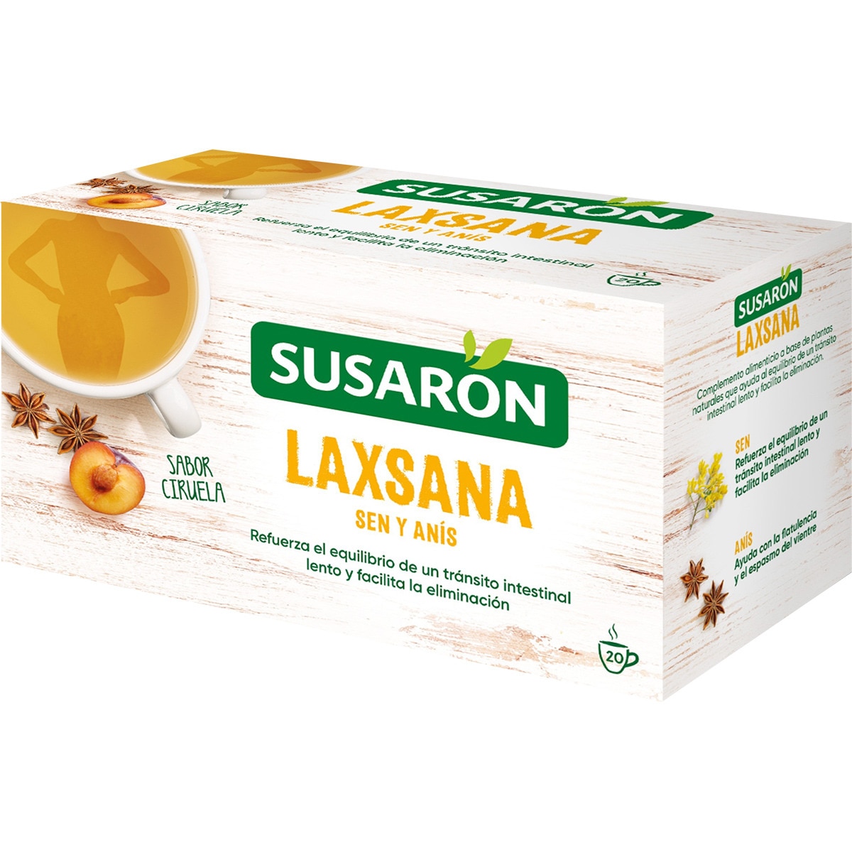 Laxana tisana con sen y anís facilita el tránsito intestinal sabor ciruela estuche 20 bolsitas