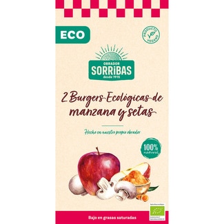 hamburguesas de manzana y setas ecológicas y veganas envase 160 g - Obrador Sorribas