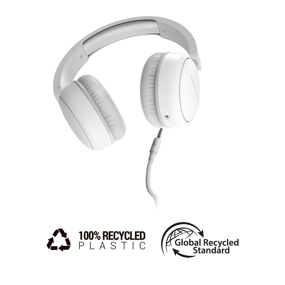 Auriculares diadema Energy Sistem FunVibe blanco 100% plástico reciclado, cable extraíble, micrófono integrado y compatible con Voice Assistant Blanco / Gris-5