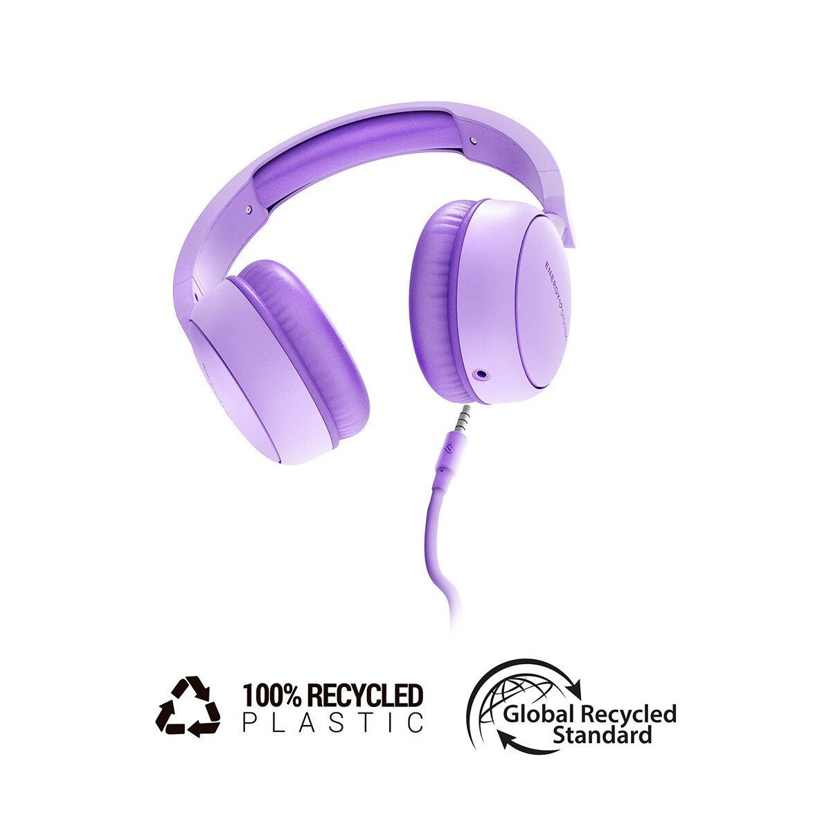 Auriculares diadema Energy Sistem UrbanTune violeta 100% plástico reciclado, cable extraíble, micrófono integrado y compatible con Voice Assistant. Violeta-5
