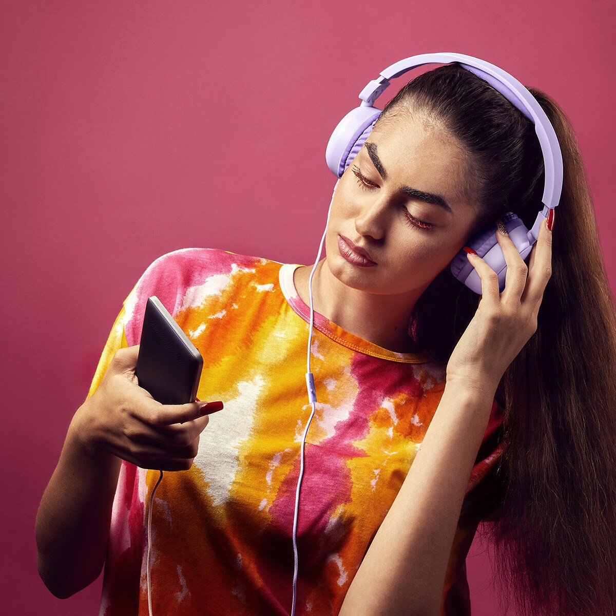 Auriculares diadema Energy Sistem UrbanTune violeta 100% plástico reciclado, cable extraíble, micrófono integrado y compatible con Voice Assistant. Violeta-6