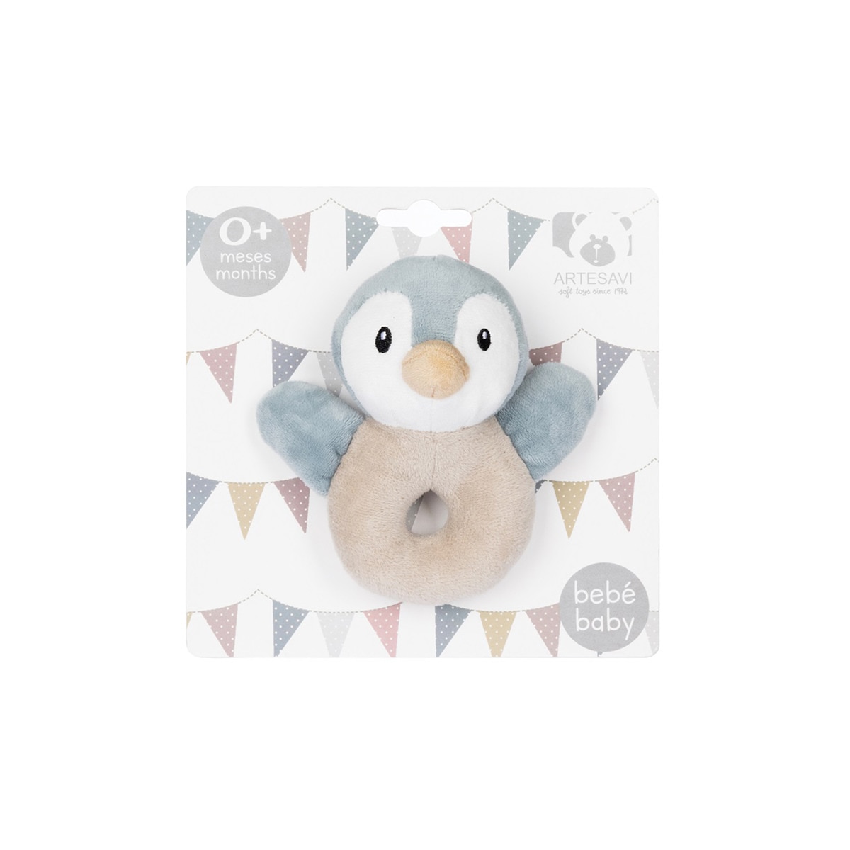 Imagen 0 de Sonajero circular pingüino Artesavi azul