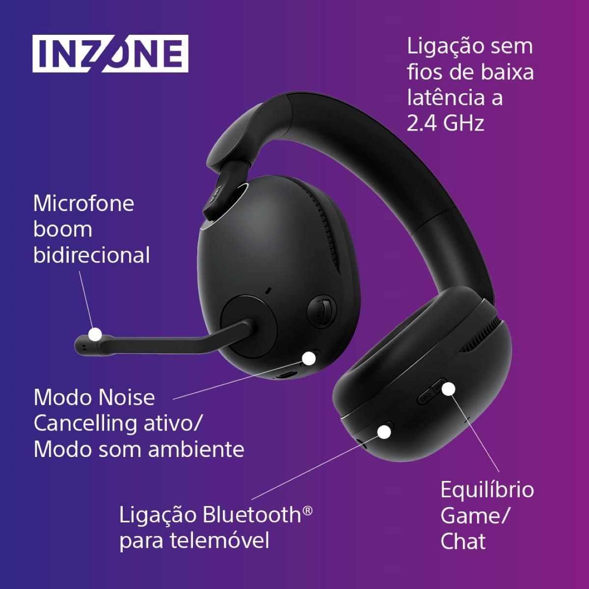 Auscultadores Gaming Sem Fios Sony Inzone H9 - Preto Preto-6