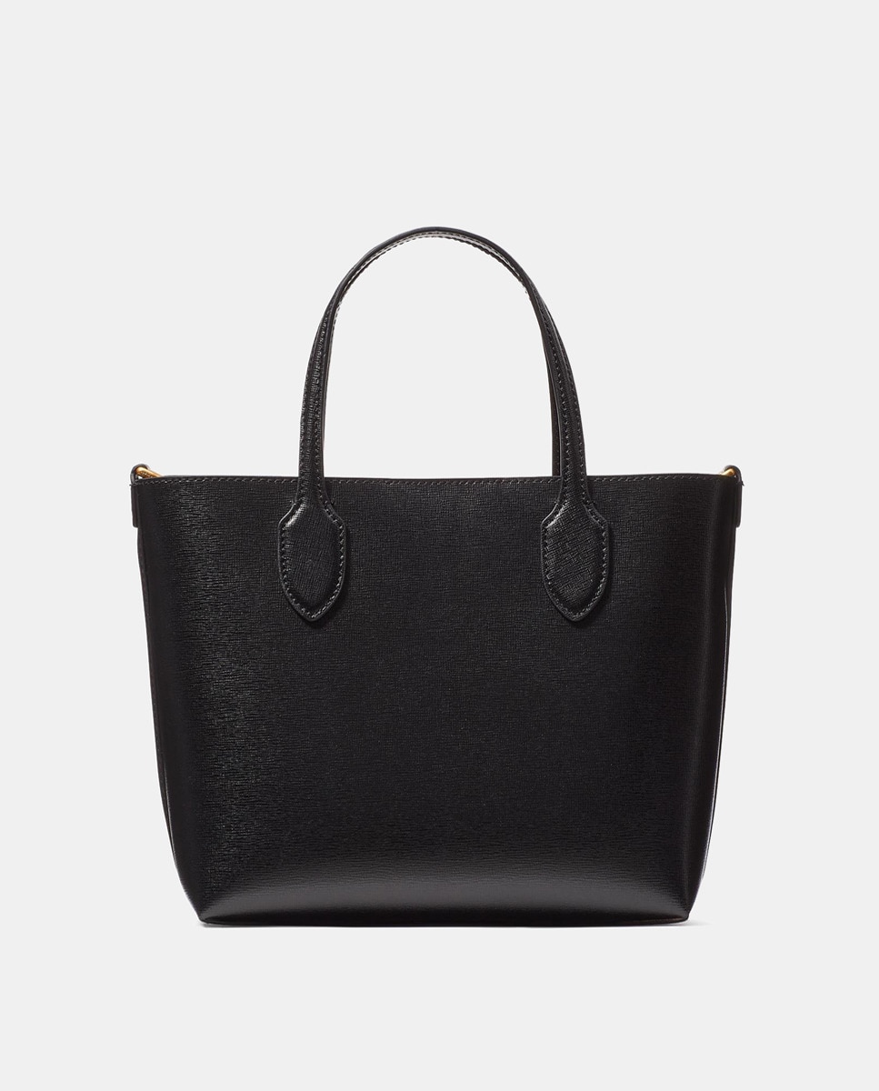 Mala Tipo Tote Média Bleeker com Alça de Tiracolo Amovível e em Pele - Preto Preto-5