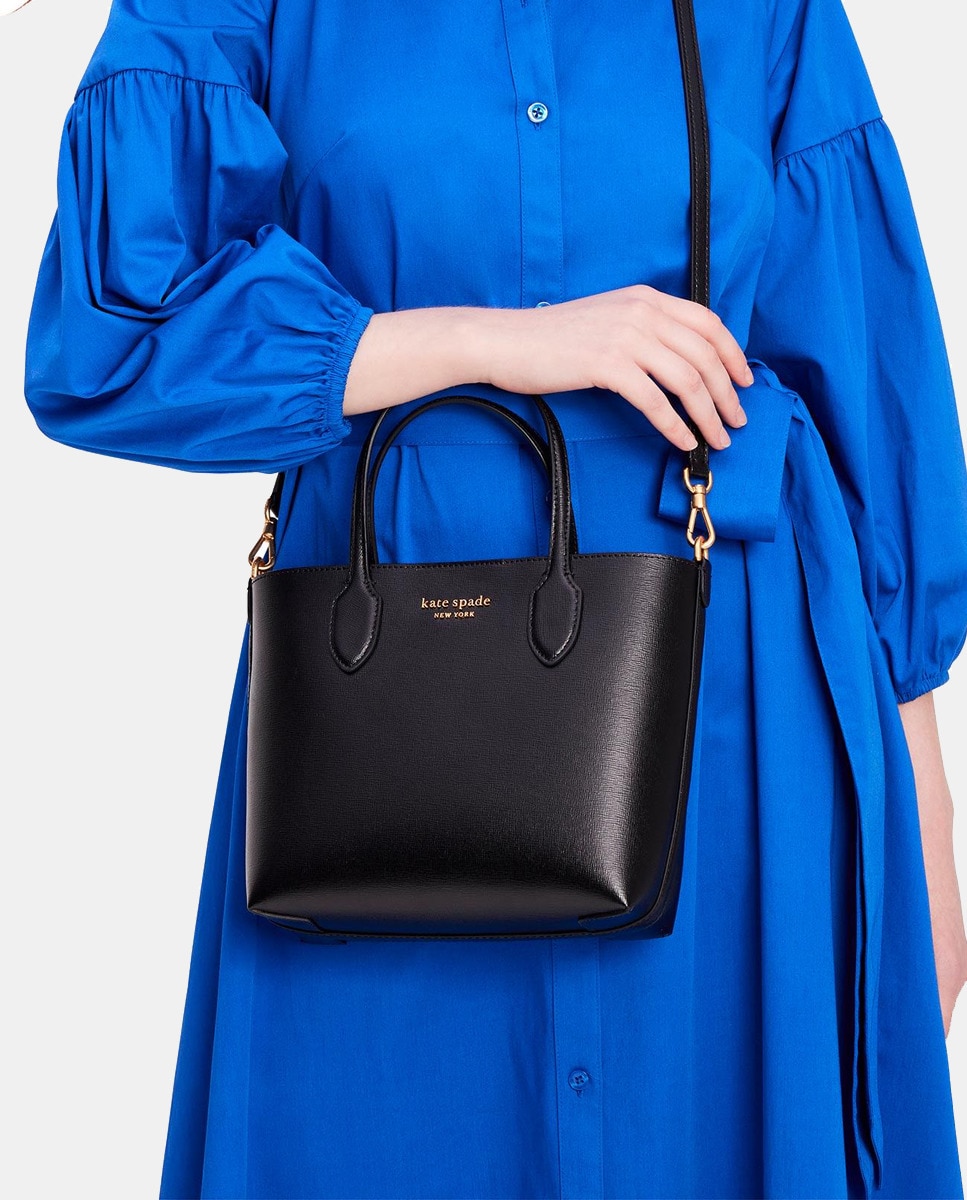 Mala Tipo Tote Média Bleeker com Alça de Tiracolo Amovível e em Pele - Preto Preto-2