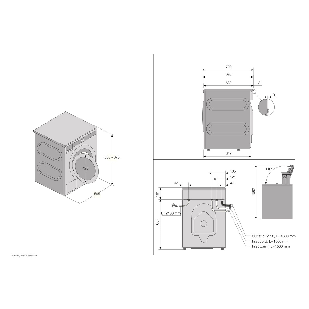 Lavadora Asko 11 kg / 1.400 rpm, LCD, 4 amortiguadores - W2114C.W/1 Blanco-3