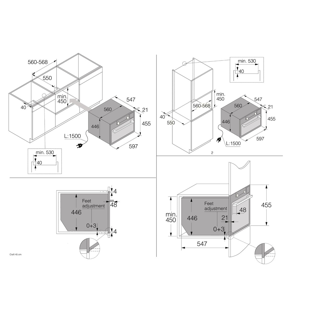 Micro-ondas Encastrável com Grill Asko OM8437S e de 53 Litros - Preto e Inox Inox-2