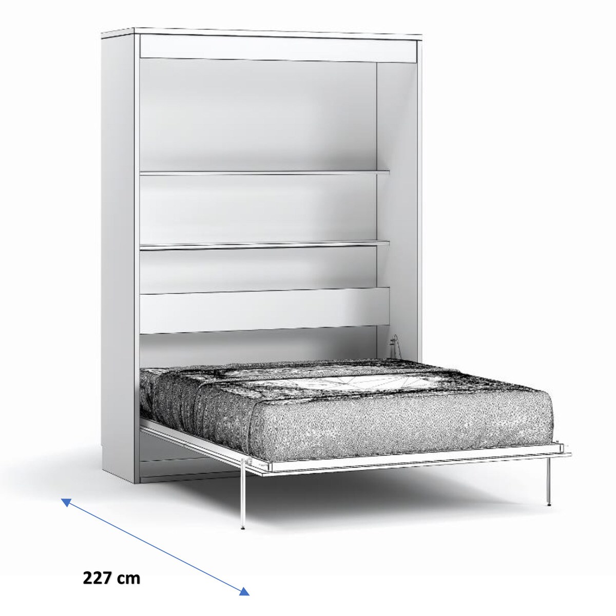 Cama de Casal Rebatível Vertical Noel Pedra - Giz-4