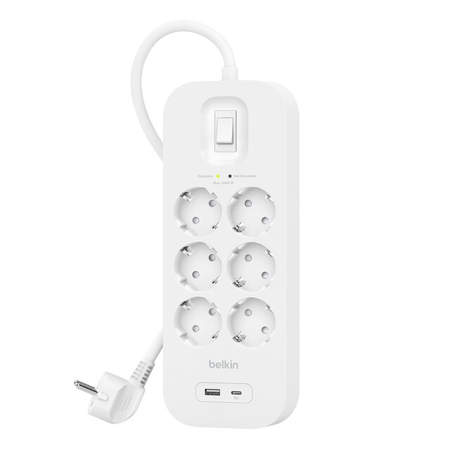 Imagen 0 de Regleta Belkin SurgePlus 6 Tomas, 1 USB-C y 1 USB-A