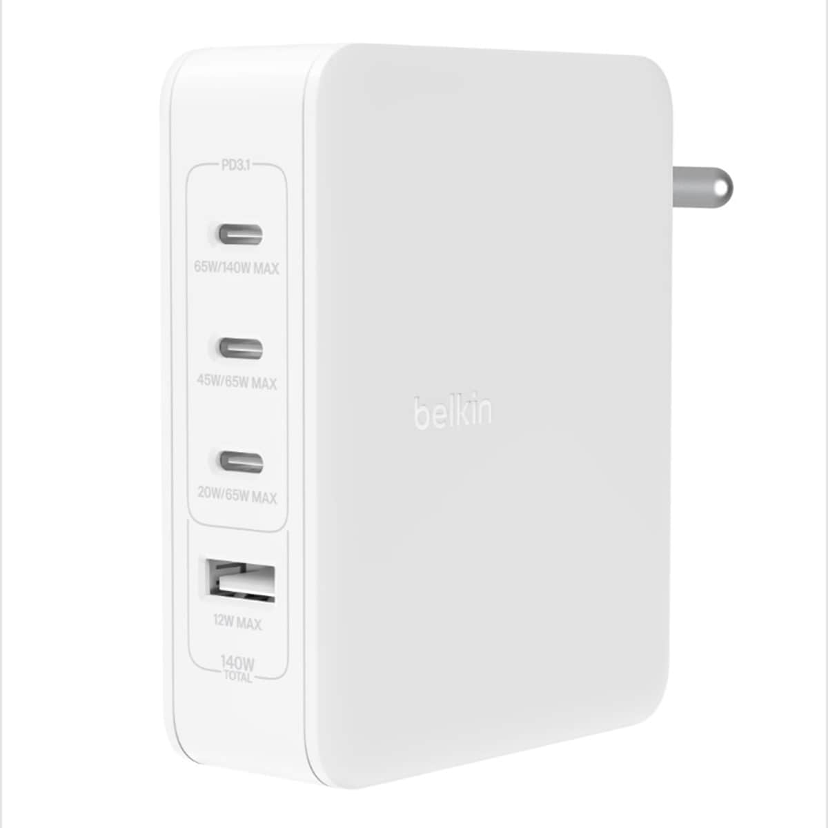 Carregador GaN Belkin BoostCharge Pro com 4 Portas de 140W Branco-1