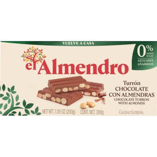 Torrão de Chocolate com Amêndoas sem Açúcar embalagem 200 g - El Almendro