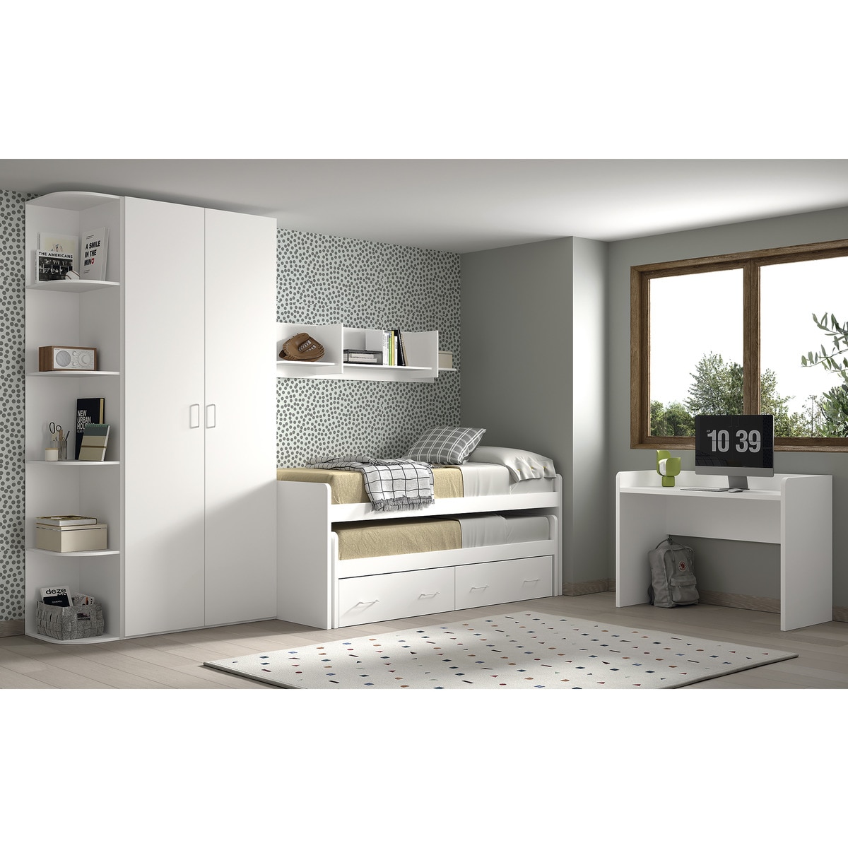 Cama com Gavetão e Gavetas Noel Branco-2