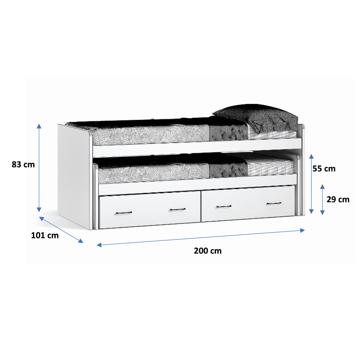 Cama com Gavetão e Gavetas Noel Pedra - Giz-3