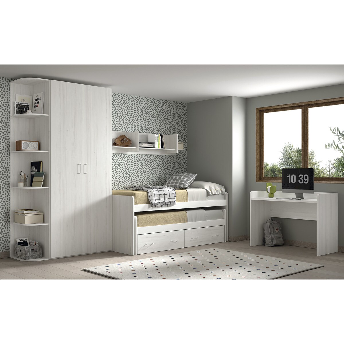 Cama com Gavetão e Gavetas Noel Pedra - Giz-2