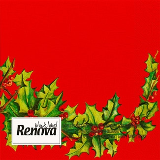 Black Label servilletas decorado navidad acebo 3 capas 33x33 cm paquete 20 unidades - Renova