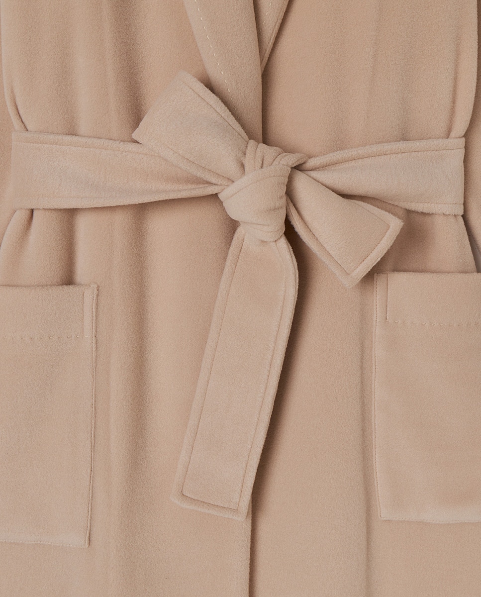 Robe de Manga Comprida com Cinto Bege-4