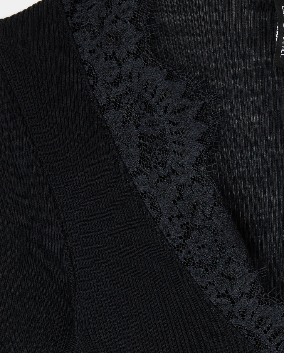 T-shirt de mulher com manga comprida Preto-2