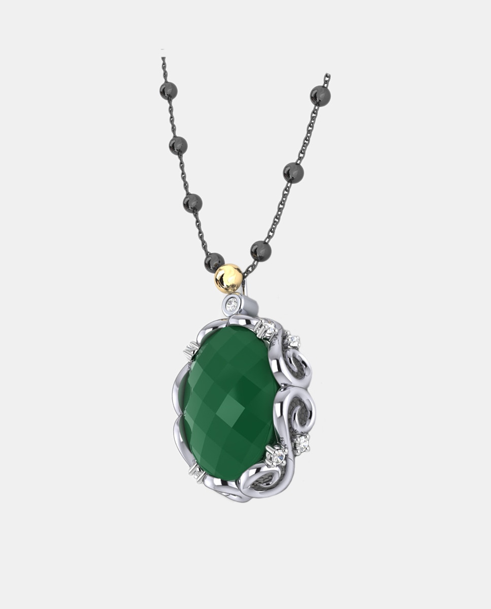 Colgante Bohemme New Barrocq de plata y gemas Verde-1