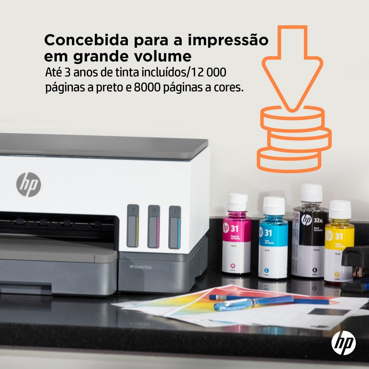 Impressora HP Smart Tank 7005 Multifunções, Jato de Tinta, Wi-Fi 7