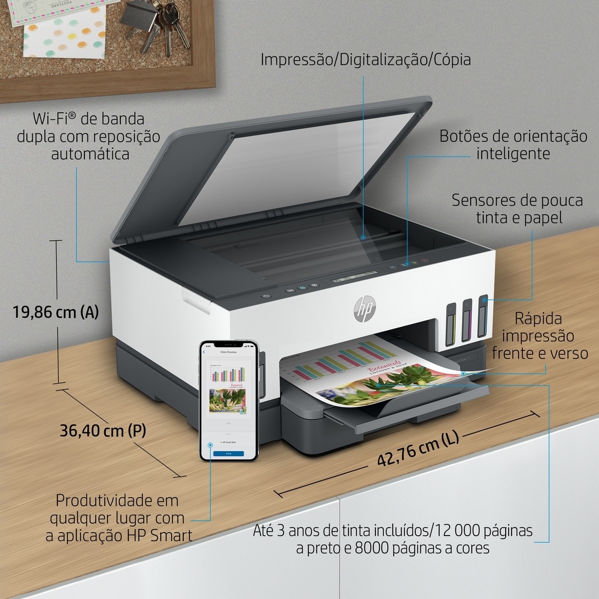 Impressora HP Smart Tank 7005 Multifunções, Jato de Tinta, Wi-Fi 6