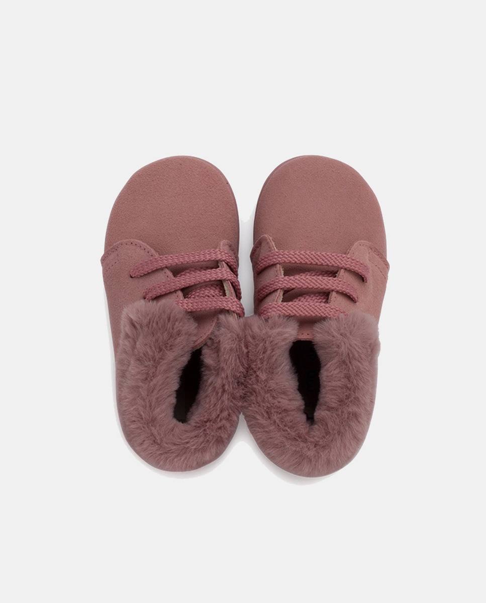 Botas de Bebé em Croute com Boca de Pelo Rosa-4