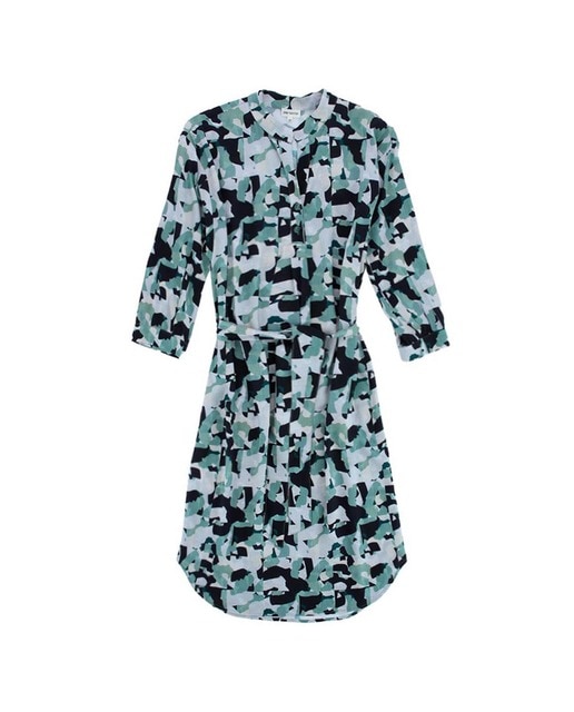 Imagen 0 de Vestido estampado con cintrurón y cuello mao