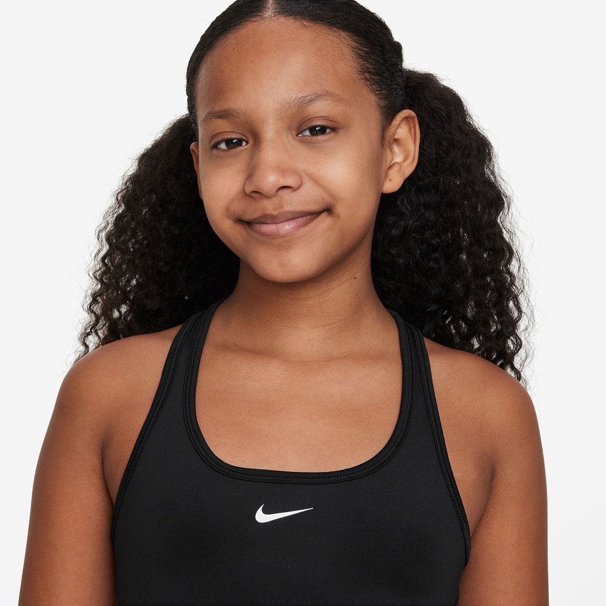 Top de menina Dri-FIT Swoosh Nike Preto / Branco-3