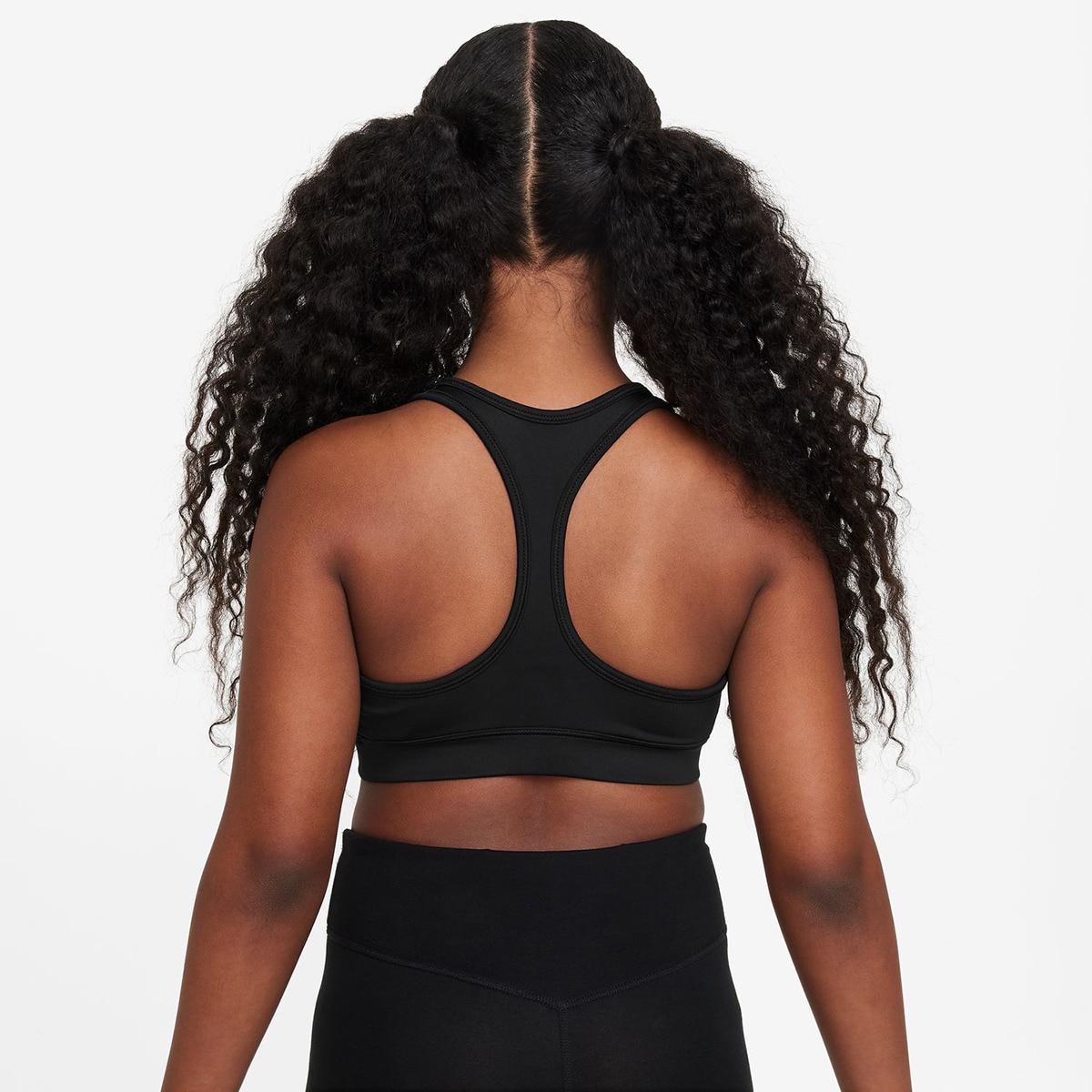Top de menina Dri-FIT Swoosh Nike Preto / Branco-2