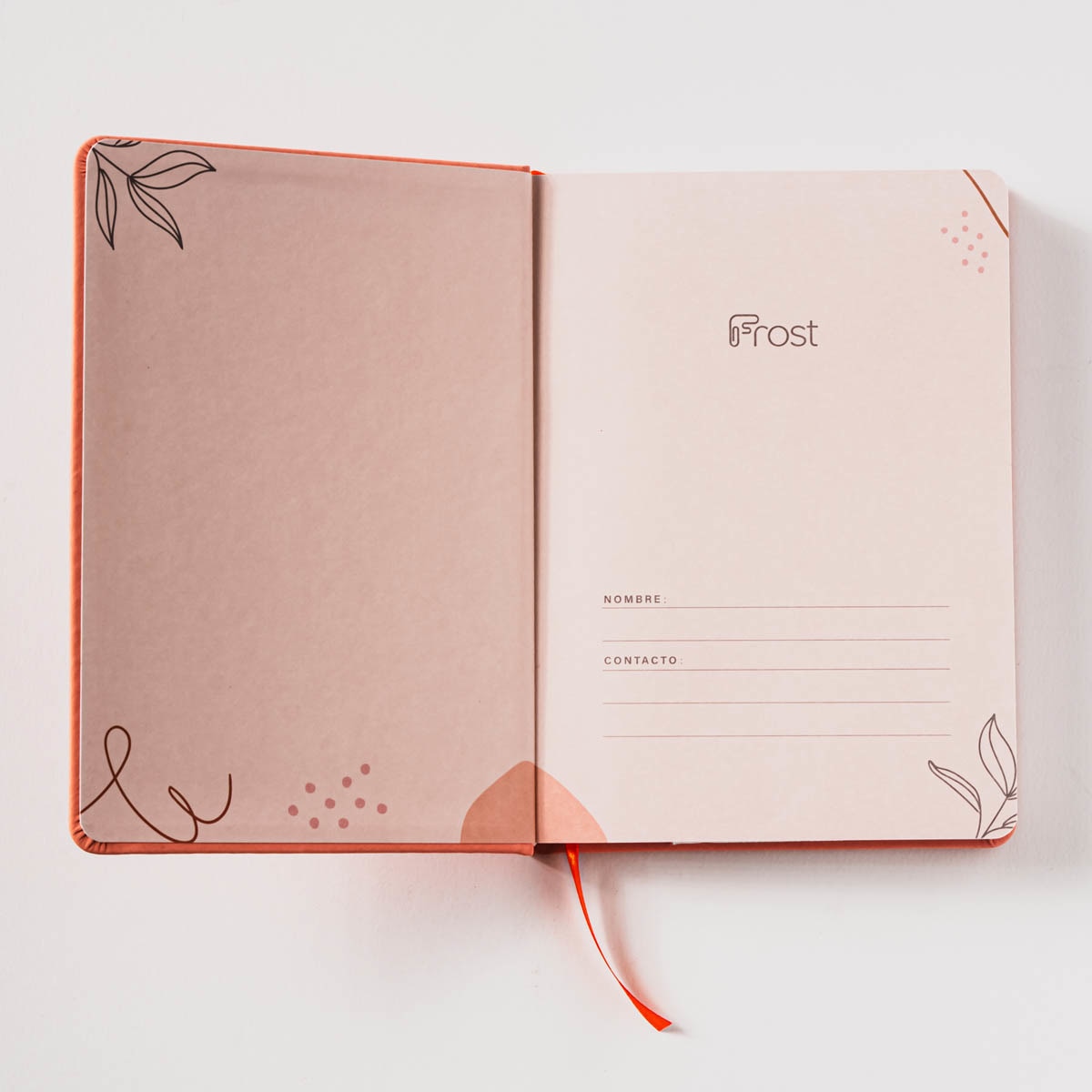 Caderno de Capa Dura M - Verde/Branco Laranja / Branco-3