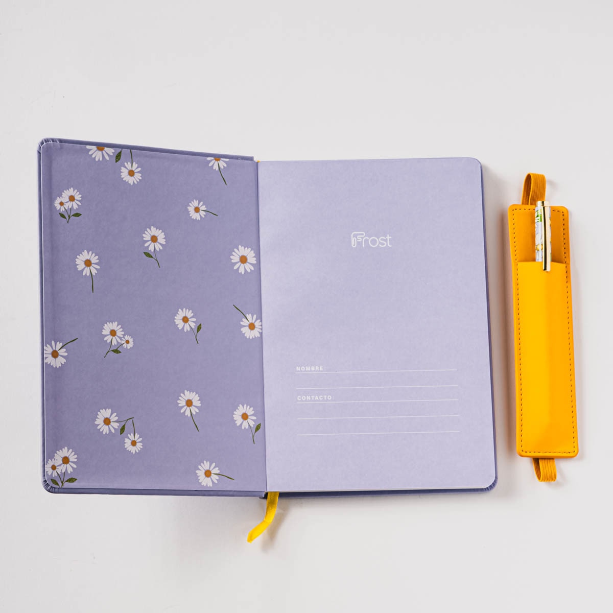 Cuaderno M con accesorios para bolígrafo o gafas margaritas Frost azul y multicolor Azul / Multicolor-5