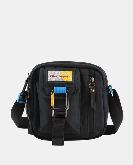 Imagem 0 de Mala a Tiracolo Mini em Poliéster Reciclado com Bolso à Frente - Preto